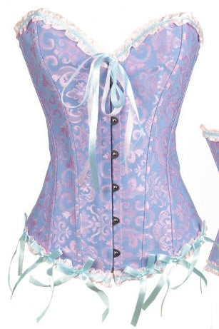 Pink Jacquard Ruffle Bustier Corset