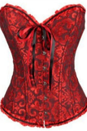 Pink Jacquard Ruffle Bustier Corset