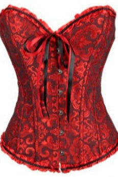 Pink Jacquard Ruffle Bustier Corset