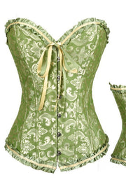 Pink Jacquard Ruffle Bustier Corset