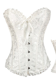 Pink Jacquard Ruffle Bustier Corset