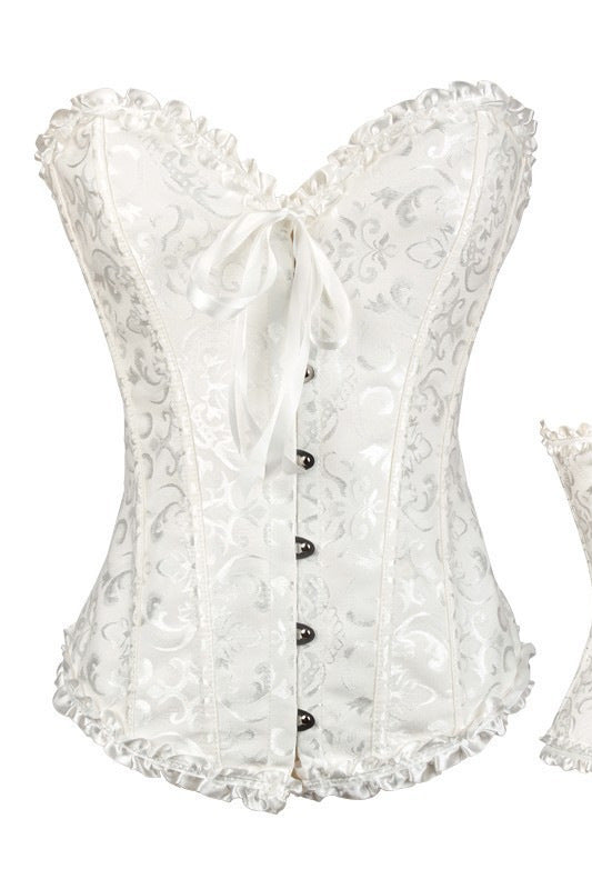 Pink Jacquard Ruffle Bustier Corset