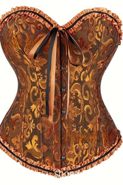 Pink Jacquard Ruffle Bustier Corset