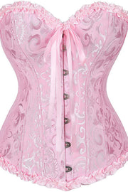 Pink Jacquard Ruffle Bustier Corset