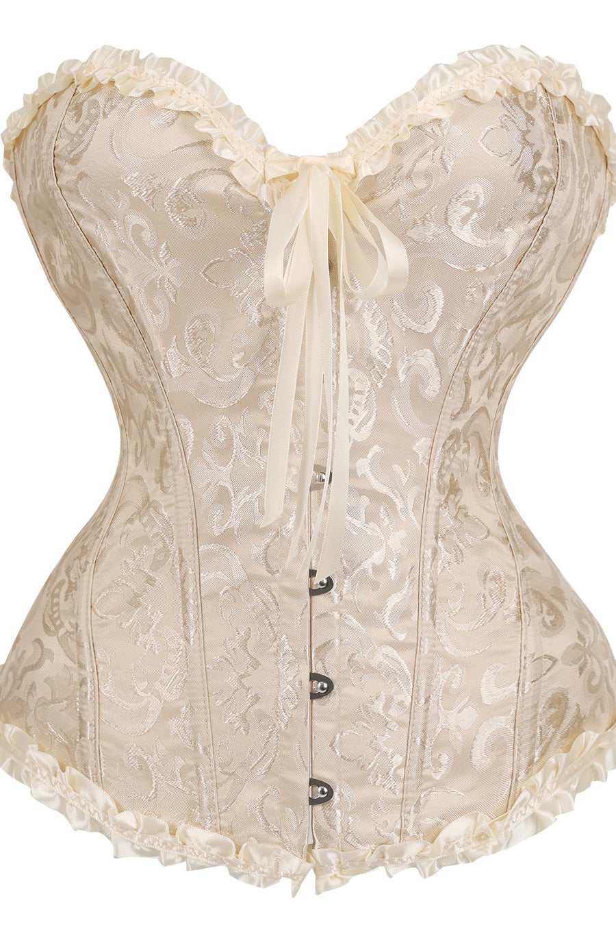 Pink Jacquard Ruffle Bustier Corset