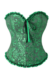 Pink Jacquard Ruffle Bustier Corset