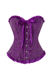Pink Jacquard Ruffle Bustier Corset