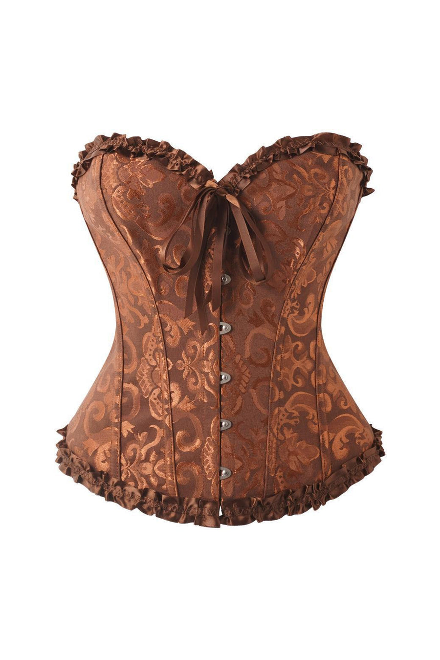 Pink Jacquard Ruffle Bustier Corset