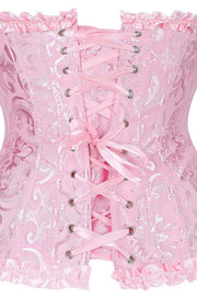 Pink Jacquard Ruffle Bustier Corset
