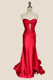 Sweetheart Red Ruched Mermaid Long Dress