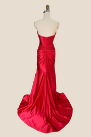 Sweetheart Red Ruched Mermaid Long Dress