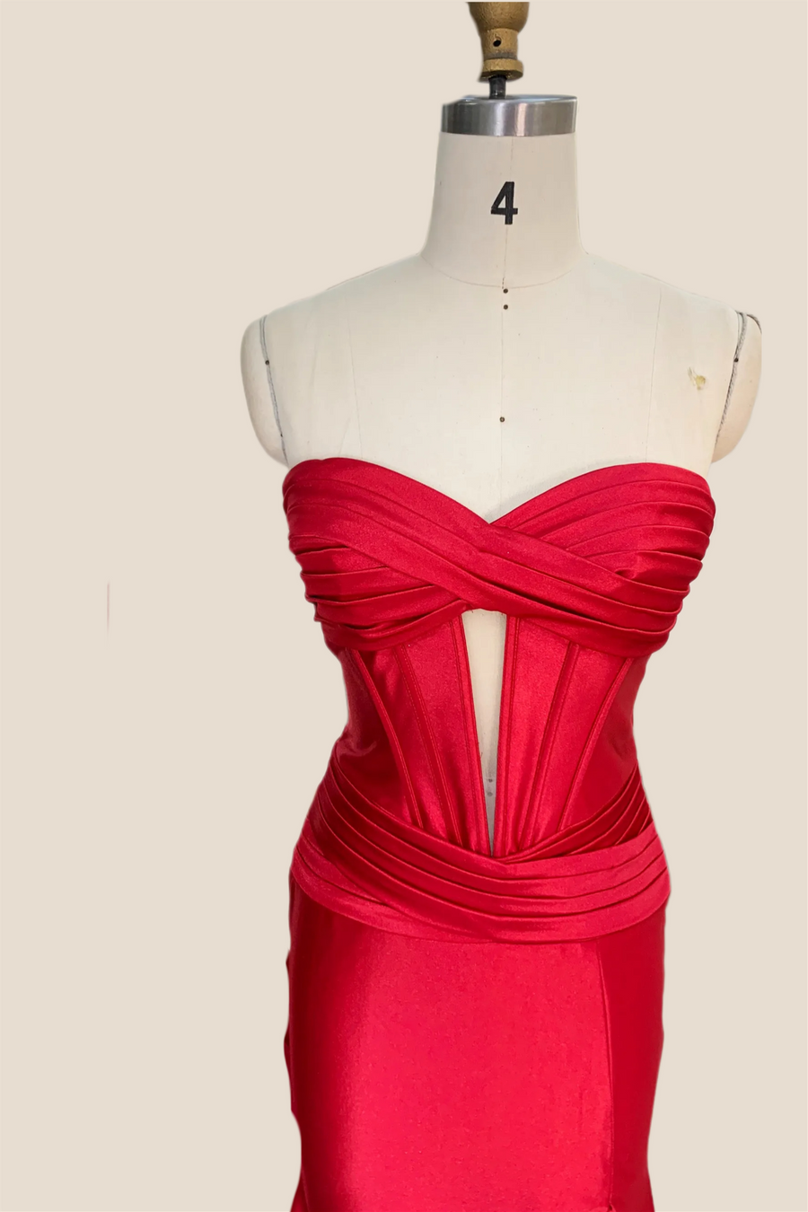 Sweetheart Red Ruched Mermaid Long Dress