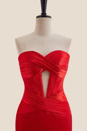 Sweetheart Red Twist Bodycon Short Dress