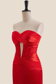 Sweetheart Red Twist Bodycon Short Dress