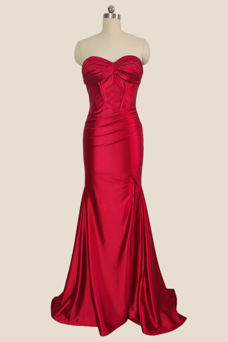 Sweetheart Red Twist Mermaid Long Dress with Slit