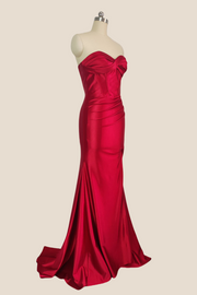 Sweetheart Red Twist Mermaid Long Dress with Slit