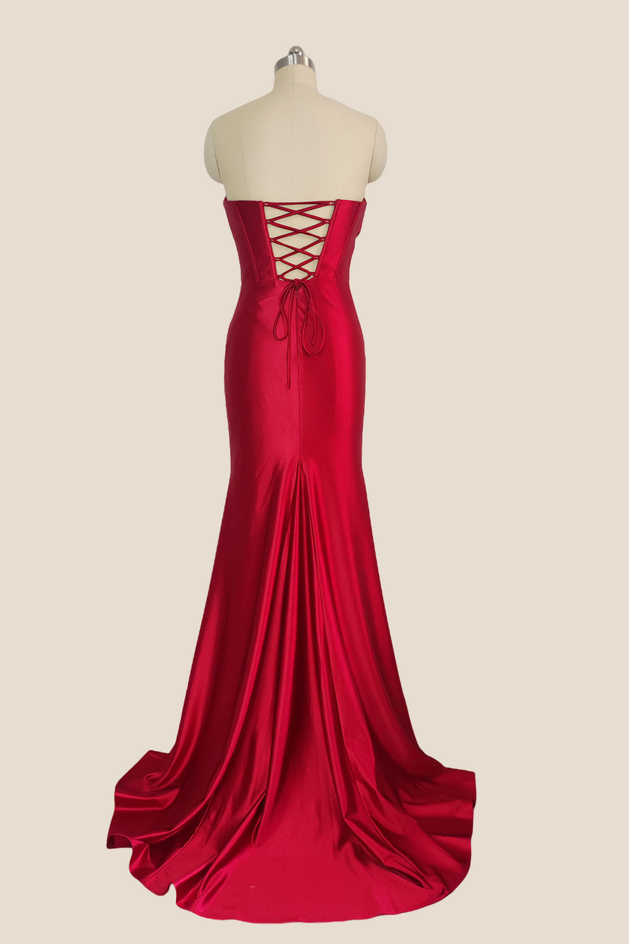 Sweetheart Red Twist Mermaid Long Dress with Slit