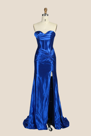 Sweetheart Royal Blue Mermaid Long Dress with Slit