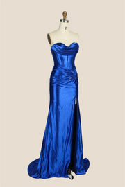 Sweetheart Royal Blue Mermaid Long Dress with Slit