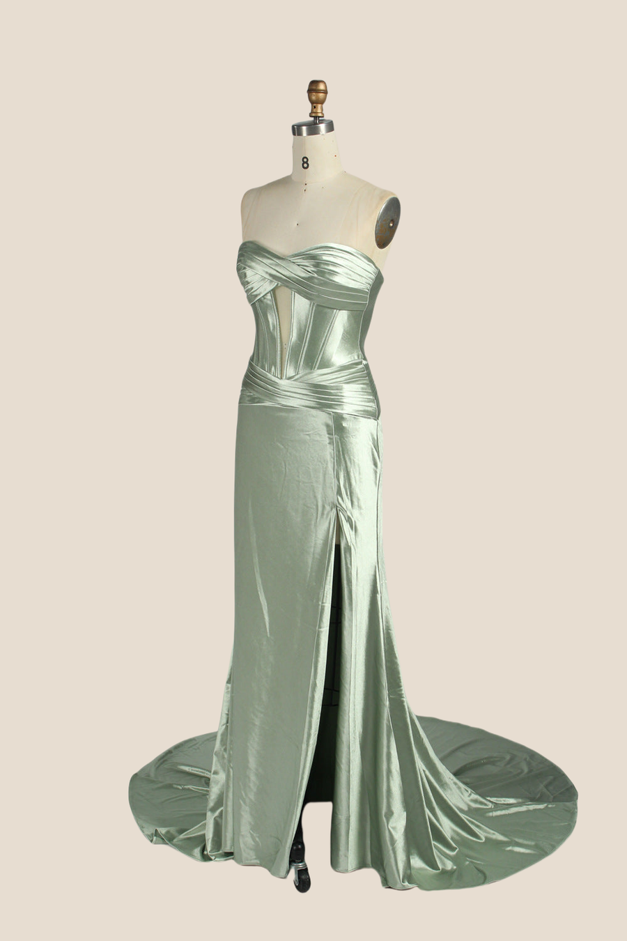 Sweetheart Sage Mermaid Long Dress with Keyhole