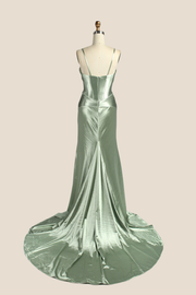 Sweetheart Sage Mermaid Long Dress with Keyhole