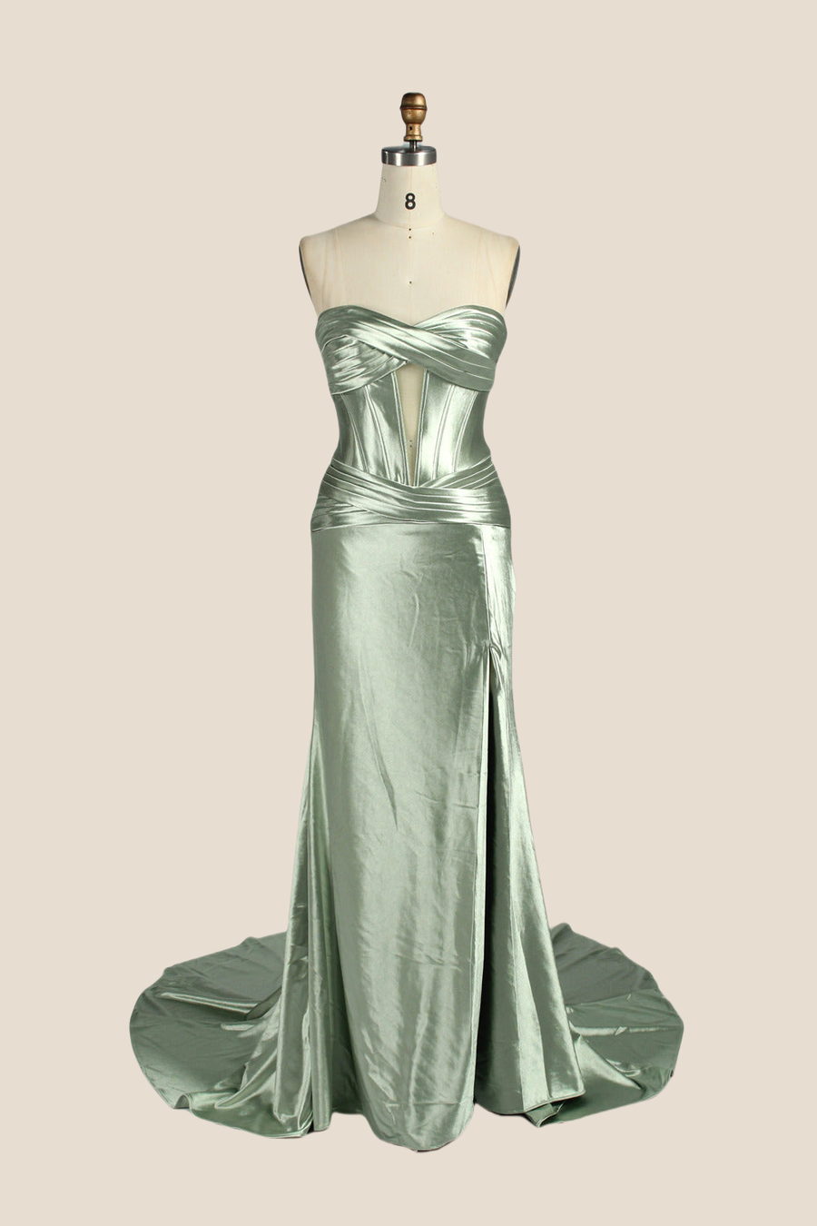 Sweetheart Sage Mermaid Long Dress with Keyhole