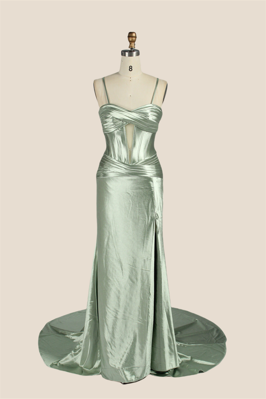 Sweetheart Sage Mermaid Long Dress with Keyhole