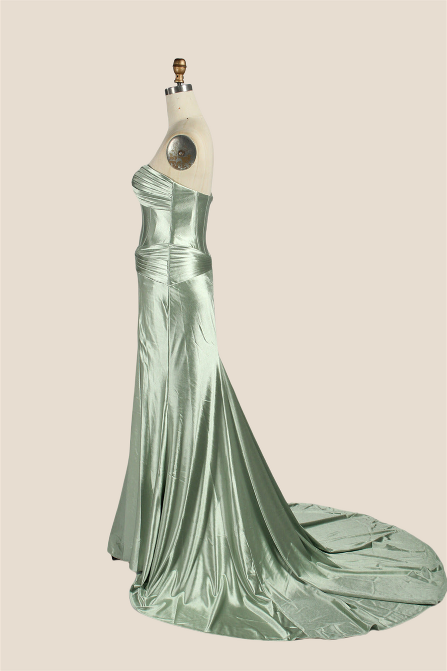 Sweetheart Sage Mermaid Long Dress with Keyhole