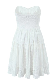 Sweetheart White Button Front Short Dress