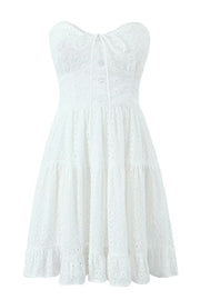 Sweetheart White Button Front Short Dress