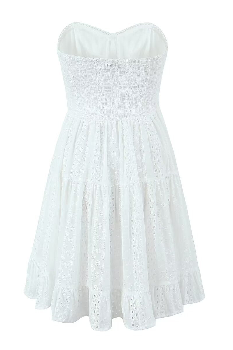 Sweetheart White Button Front Short Dress