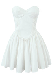 Sweetheart White Ruched Short Summer Dress