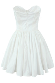 Sweetheart White Ruched Short Summer Dress