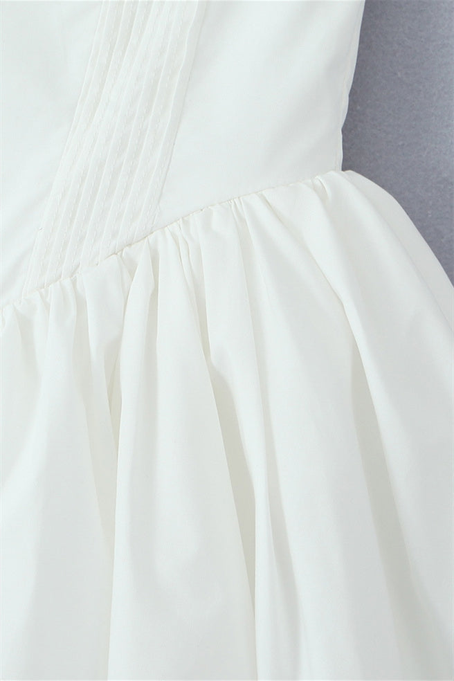 Sweetheart White Ruched Short Summer Dress