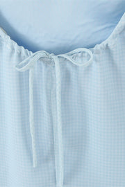Blue Flower Embroidered A-line Short Dress