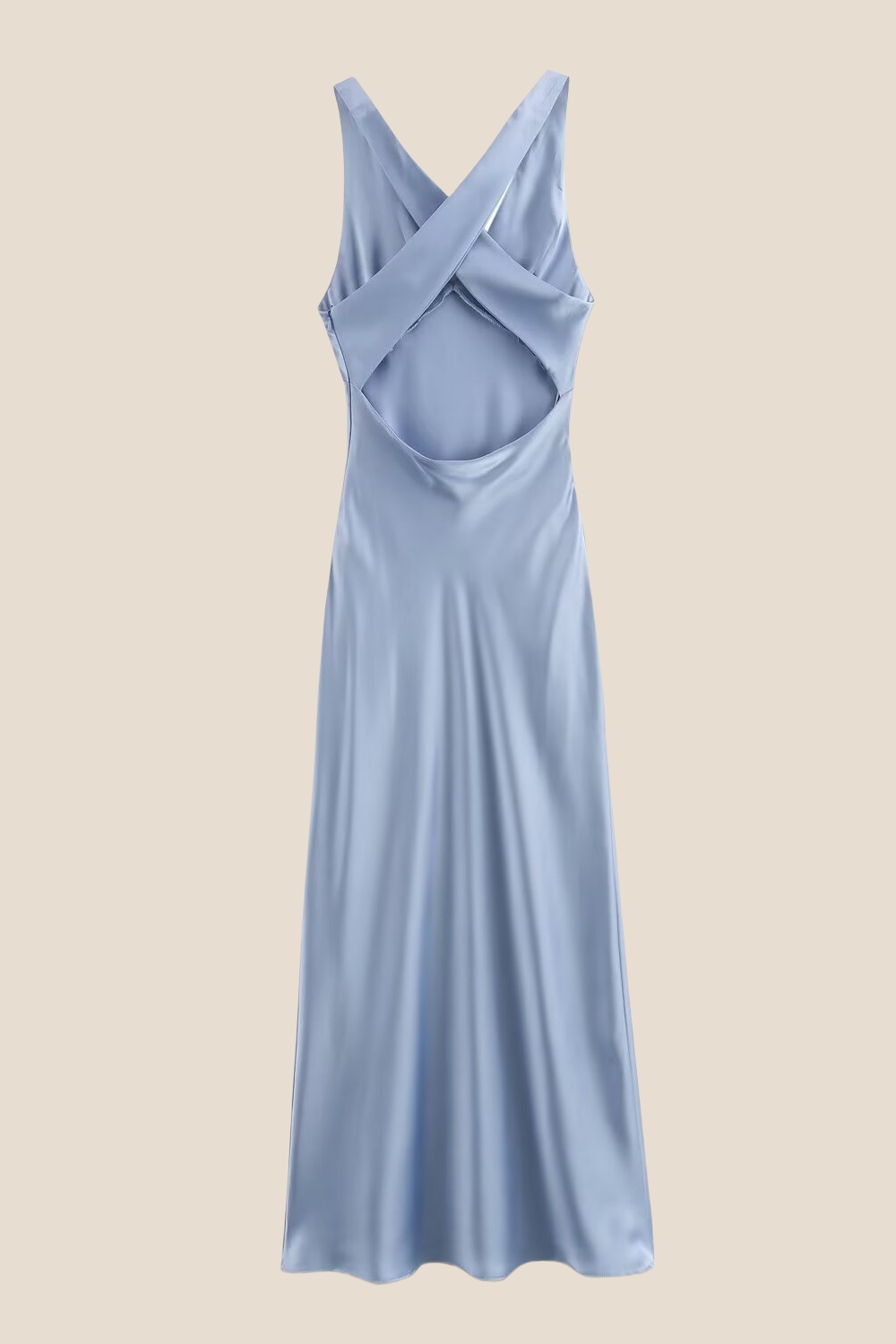 V-neck Blue Open Back Sheath Long Dress