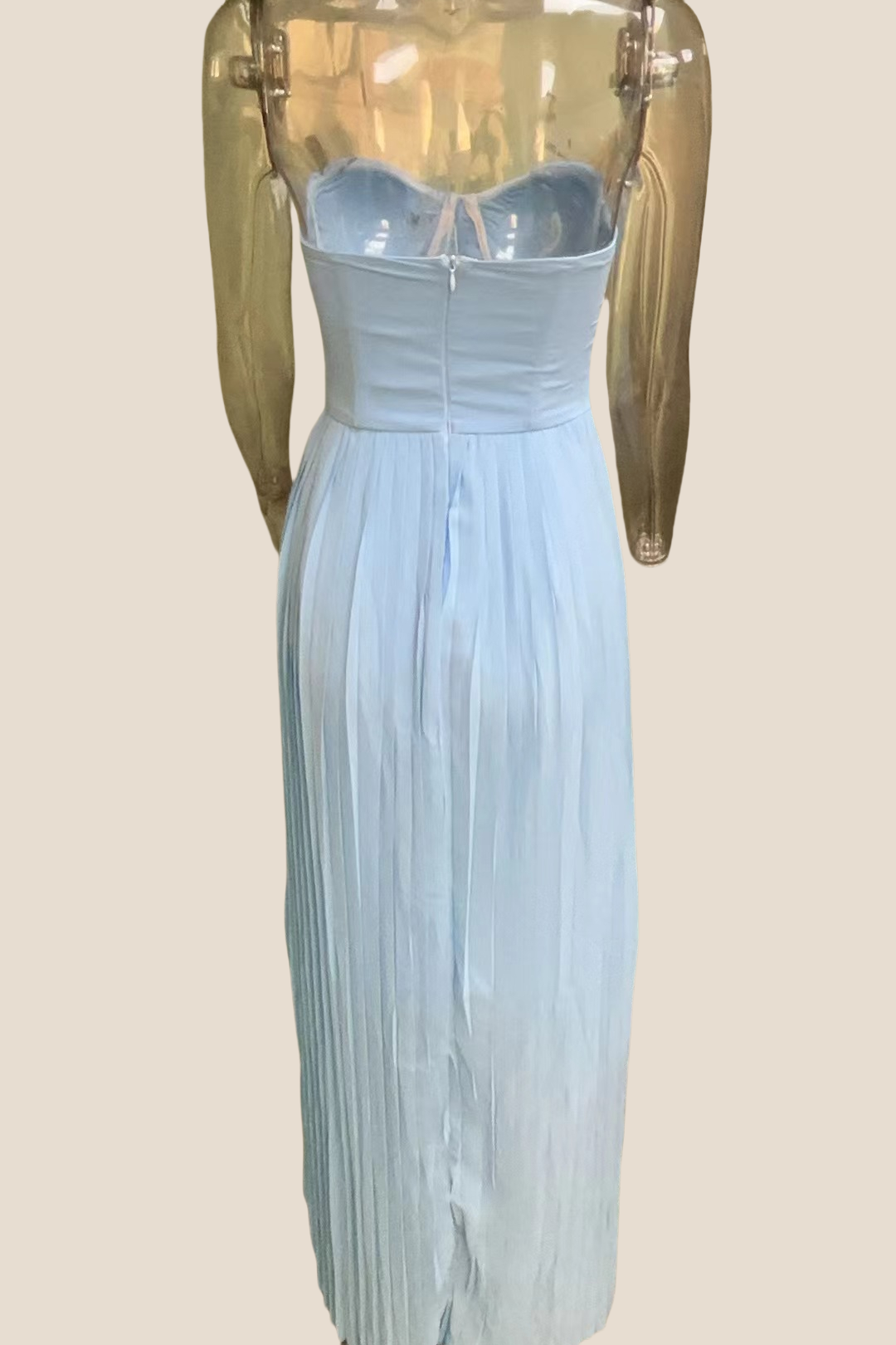 Bustier Blue Pleated A-line Long Dress