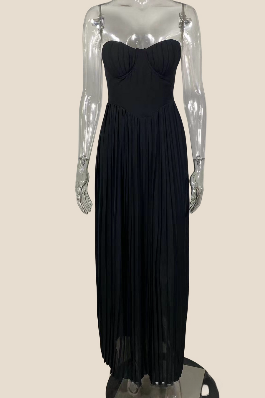 【I AM MARI】Dollfia Bustier Pleated One Piece Bustier Blue Pleated A-line Long Dress – Ohmollydress