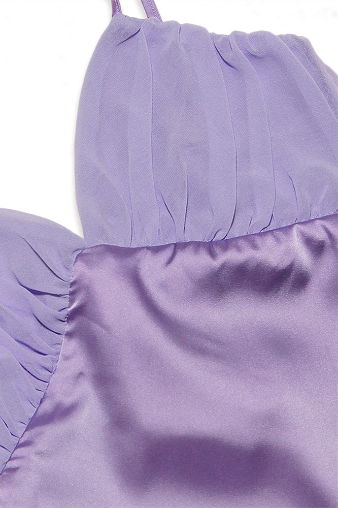 V-neck Lavender Back Tie Short Party Dress