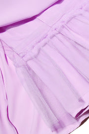 V-neck Lavender Pleated Short Party Dress