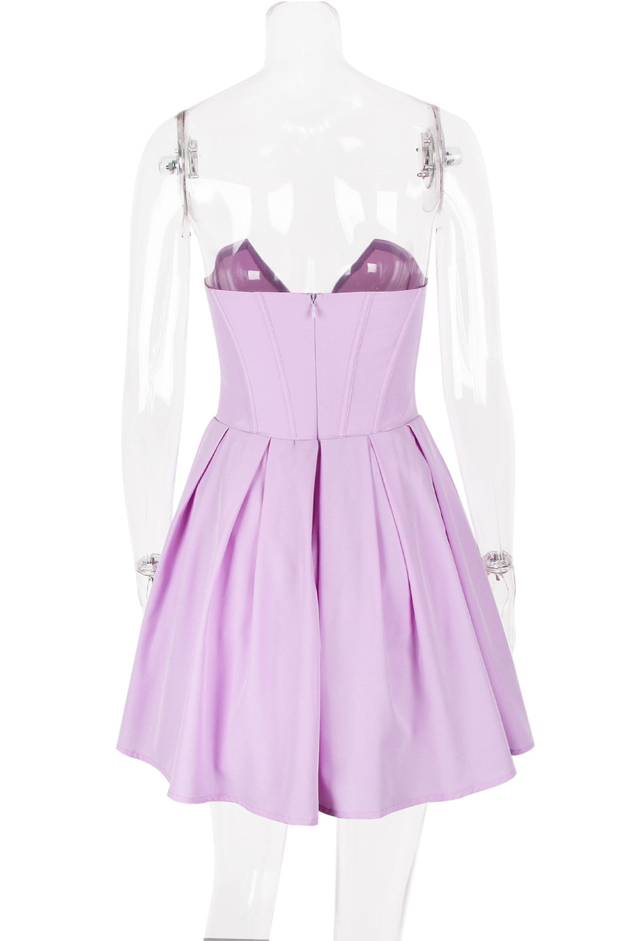 V-neck Lavender Pleated Short Party Dress