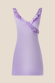 V-neck Lavender Ruffled A-line Short Dress