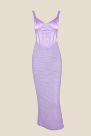 V-neck Lilac Mermaid Long Dress with Slit