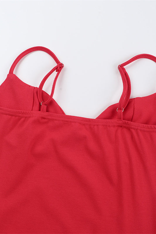 Straps Red High Waist Bodycon Short Dress