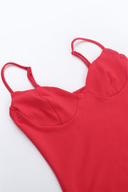 Straps Red High Waist Bodycon Short Dress