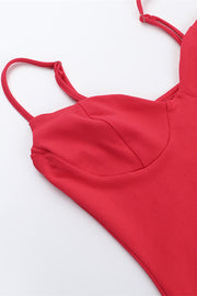 Straps Red High Waist Bodycon Short Dress