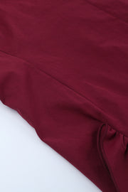 V-neck Wine Red Ruffle Long Party Dress