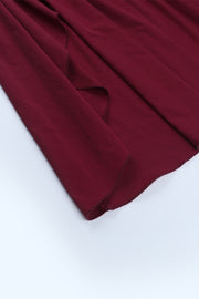V-neck Wine Red Ruffle Long Party Dress