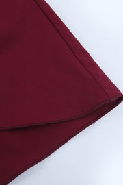 V-neck Wine Red Ruffle Long Party Dress