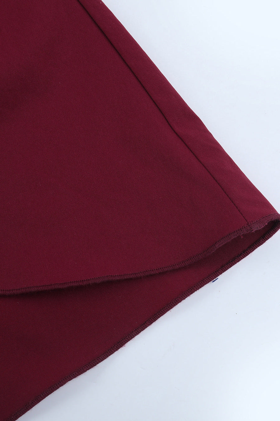 V-neck Wine Red Ruffle Long Party Dress